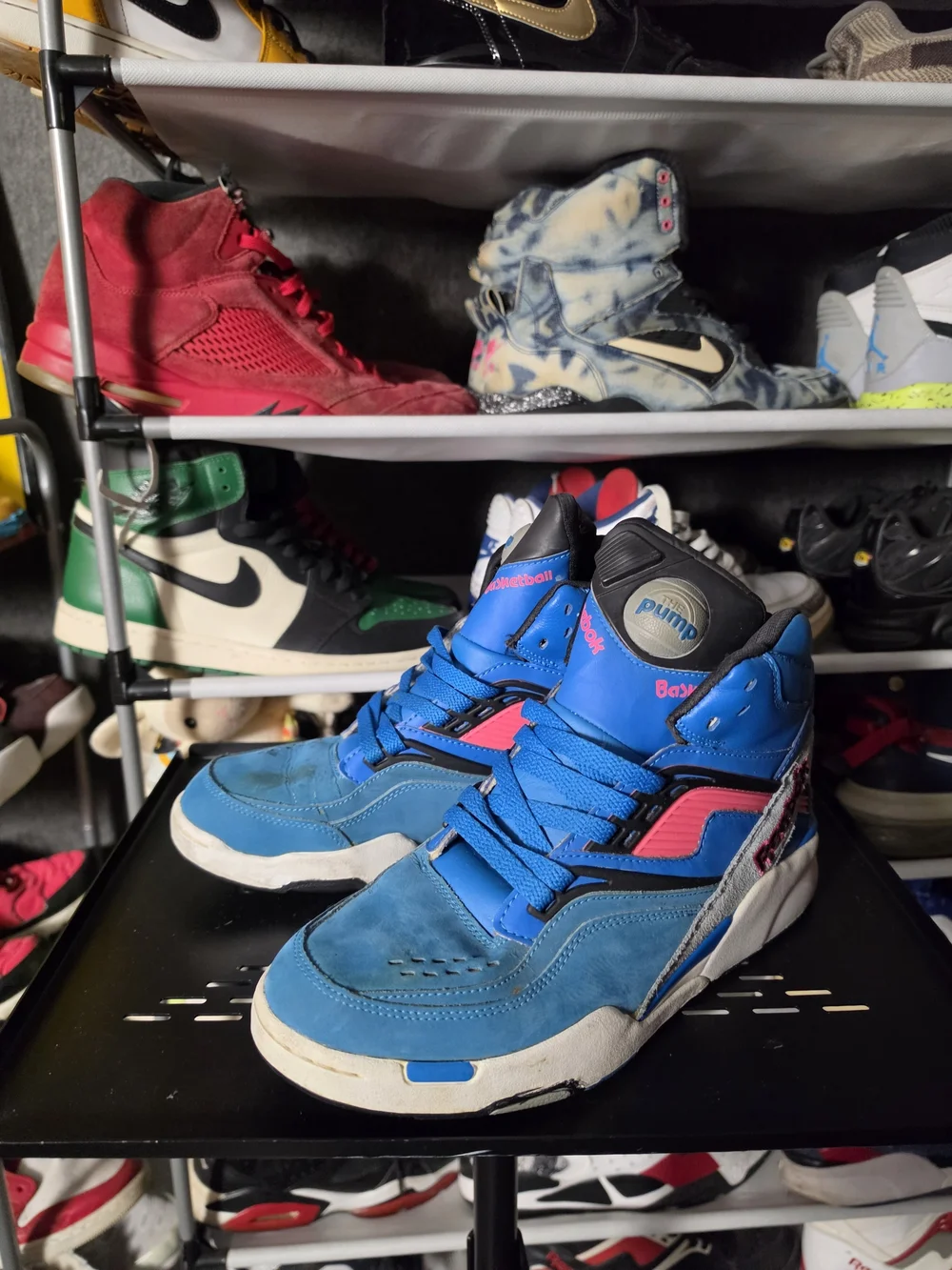 🔥 Reebok Blue Pink Twilight Zone Men Size 9 Retro High-Top Sneakers
